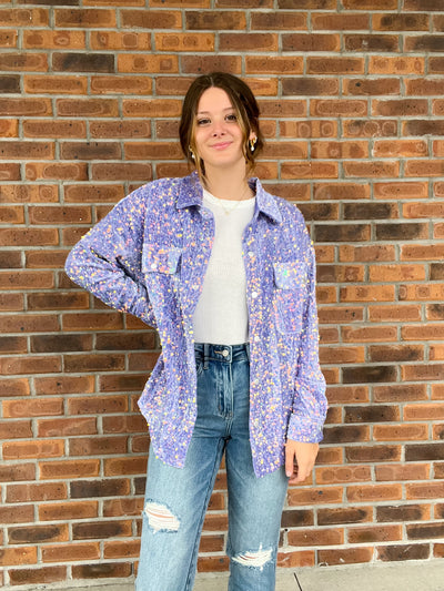 Velvet Sequin Button Down Shirt