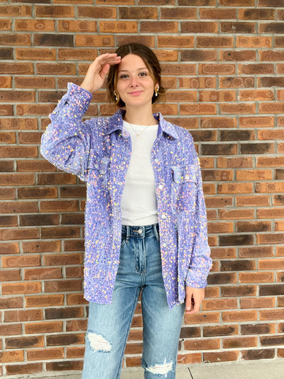 Velvet Sequin Button Down Shirt
