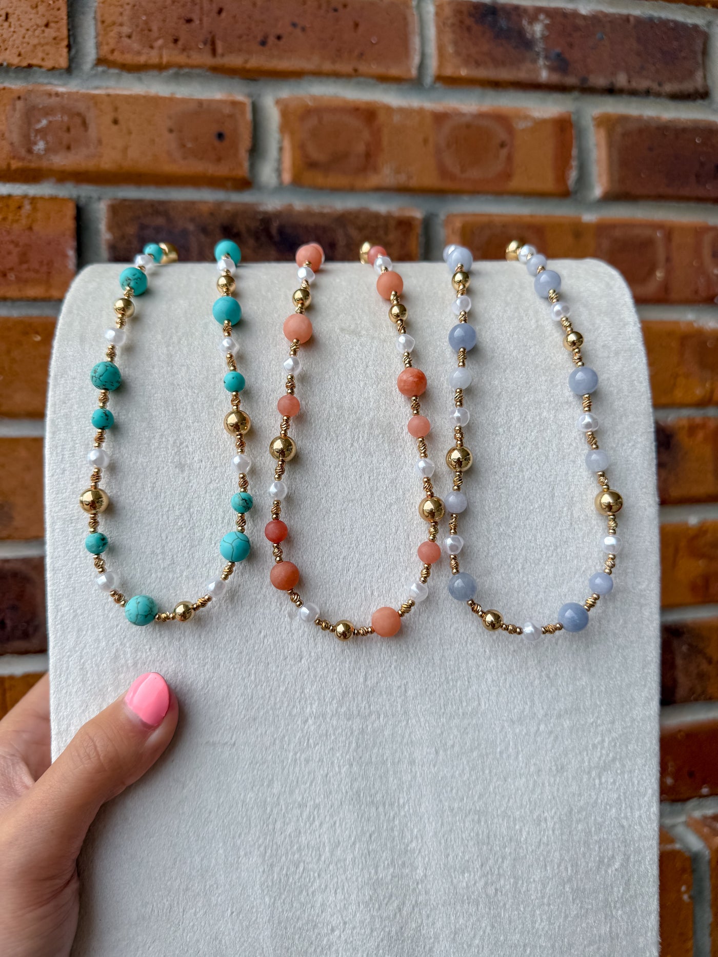 Stone & Pearl Beaded Necklace