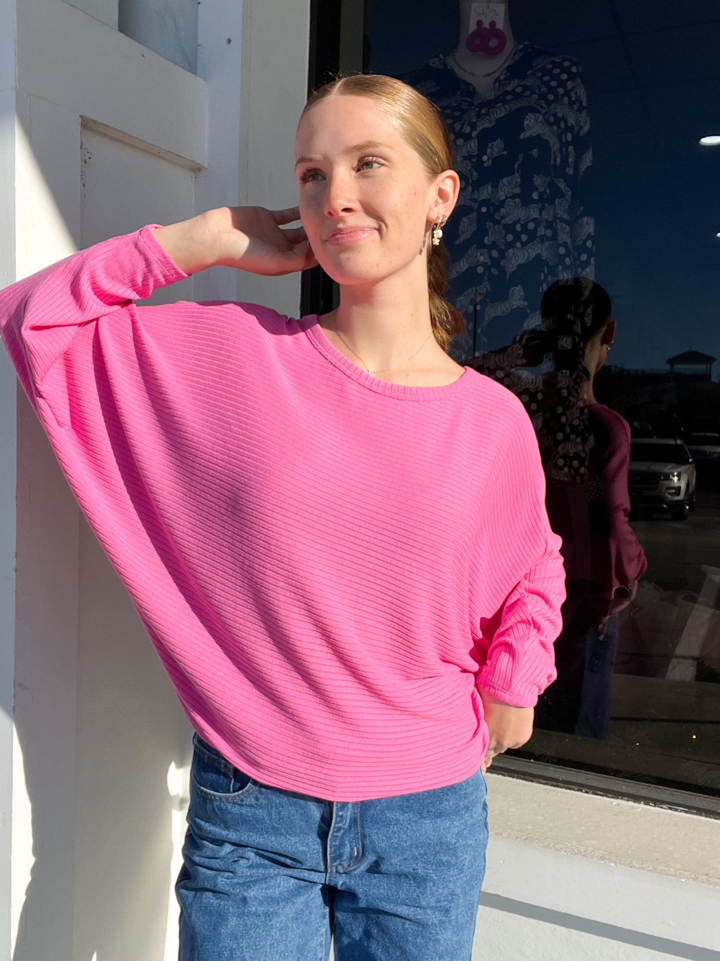 Bloom Batwing Ribbed Top