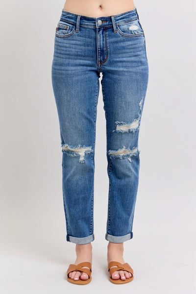 Judy Blue Mid Rise Destroyed Boyfriend Jean