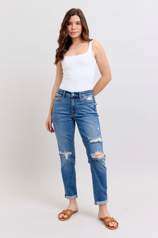 Judy Blue Mid Rise Destroyed Boyfriend Jean