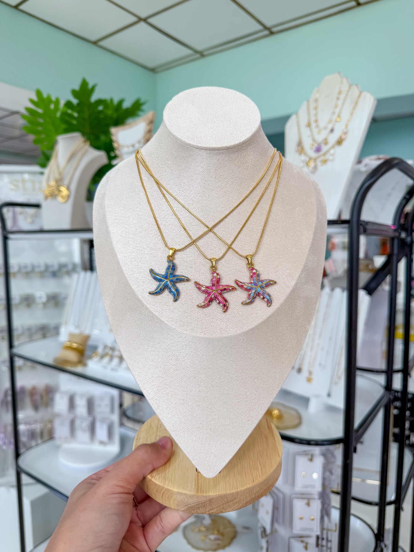 Painted Starfish Necklace