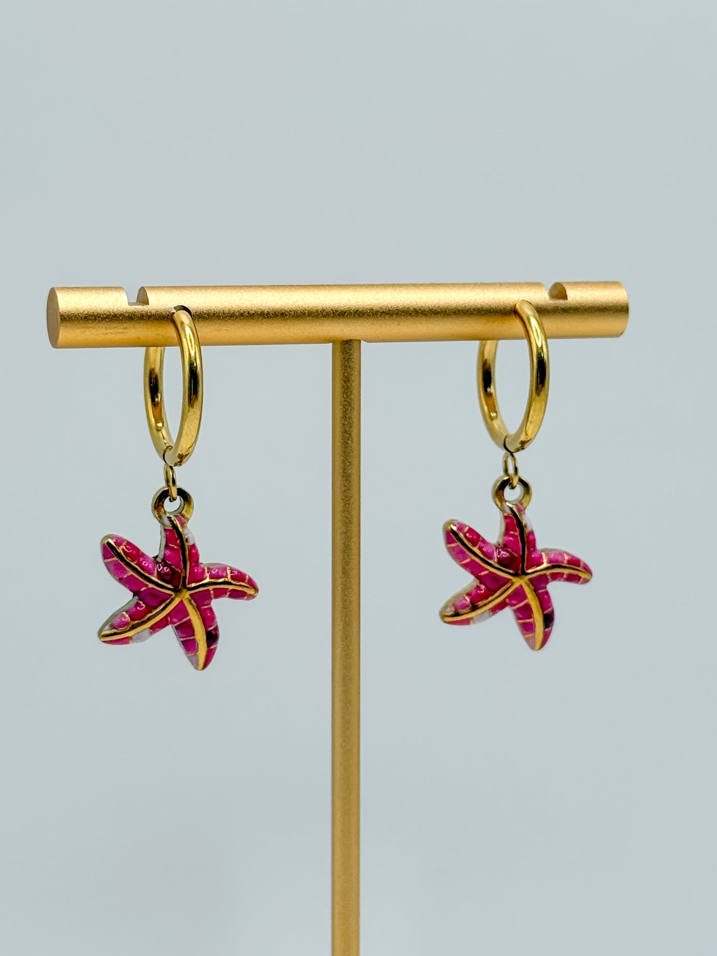 Painted Starfish Huggie Hoops