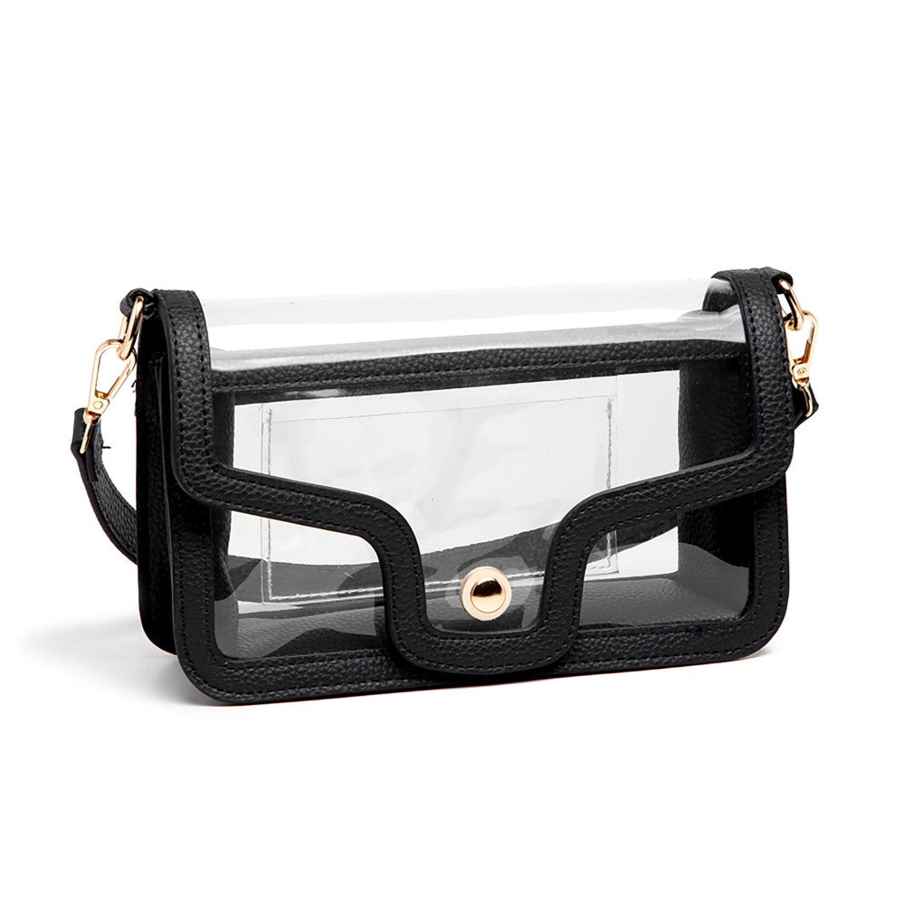 Clear Vegan Leather Crossbody Wristlet Clutch