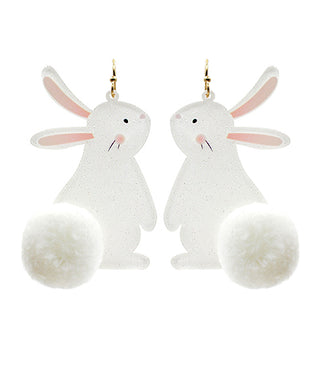 Bunny Pom Pom Tailfeather Earrings