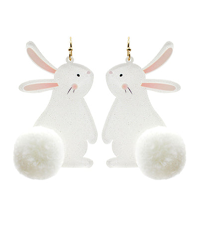 Bunny Pom Pom Tailfeather Earrings