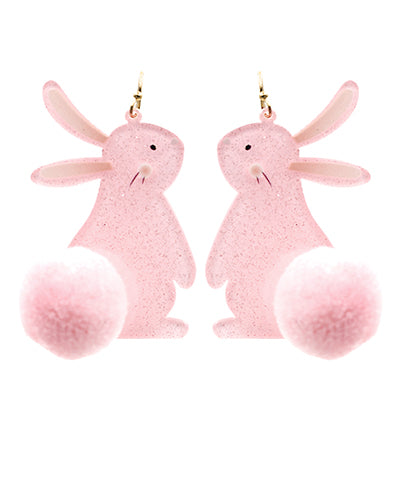 Bunny Pom Pom Tailfeather Earrings