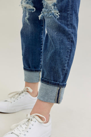 Judy Blue  Mid Rise Cuffed Destroy Boyfriend Jean