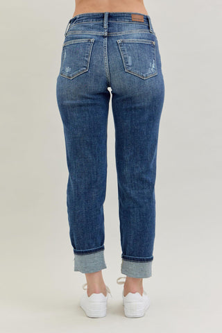 Judy Blue  Mid Rise Cuffed Destroy Boyfriend Jean