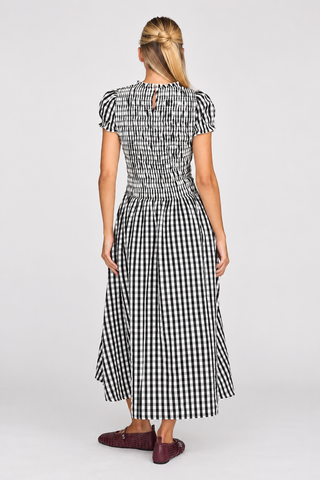Autumn Check Smocked Midi Dress