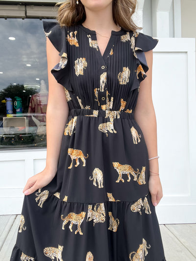 THML Flutter sleeve Cheetah Print Dress