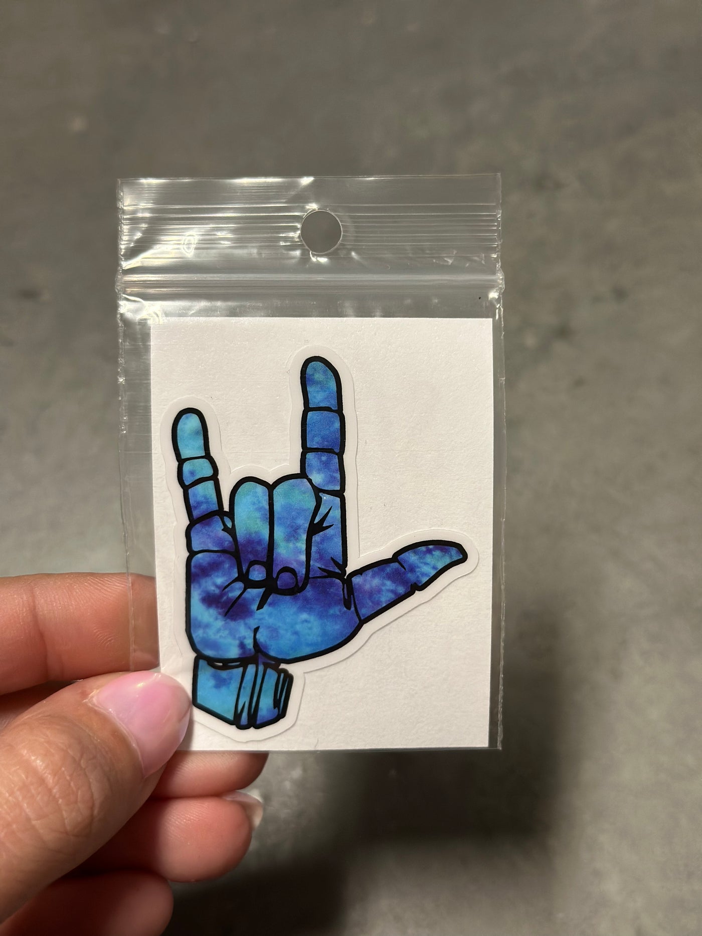 Blue Rock & Roll hand sticker