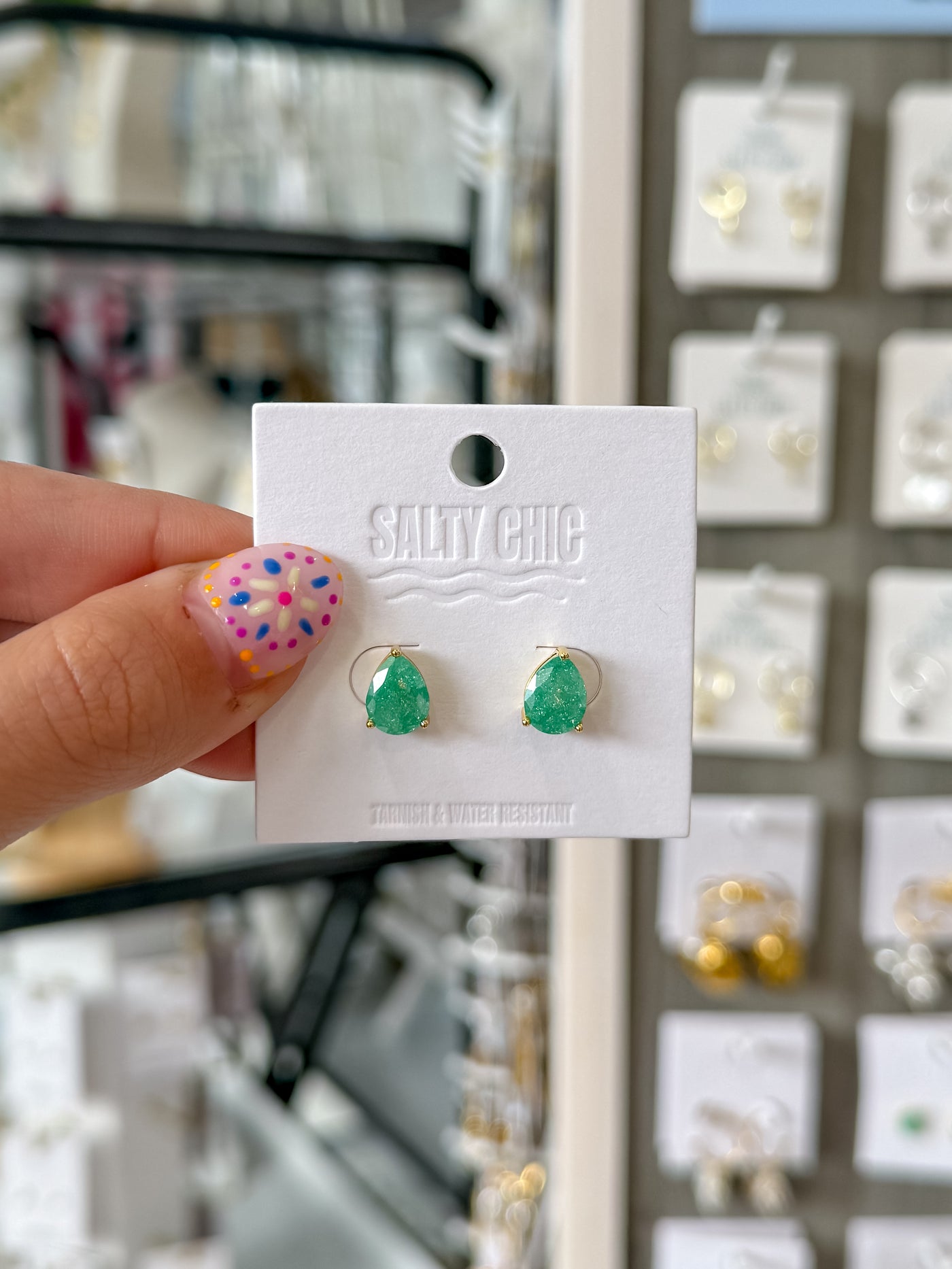 Gold Plated Aqua Stud Earrings