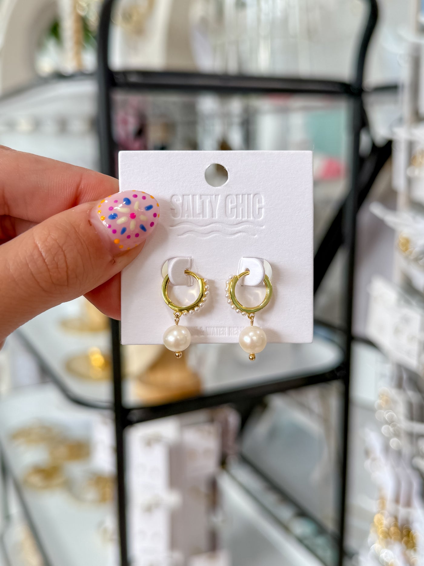 Multi Pearl & Charm Huggies