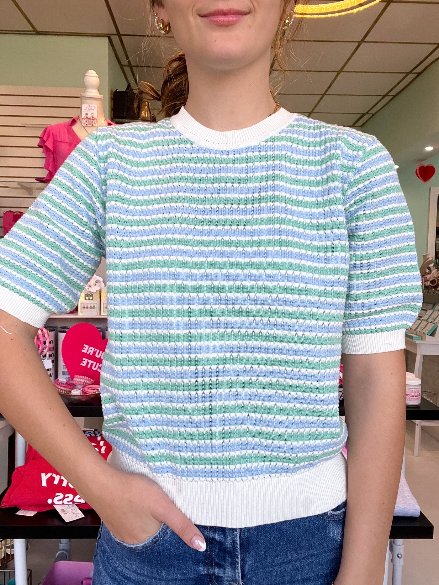 Puff Sleeve Stripe Sweater