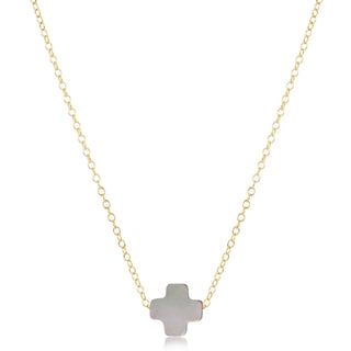 ENewton Signature Cross Mother of Pearl Necklace 16" Gold