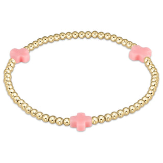 ENewton Colored Signature Cross Pattern 3mm Gold Bead Bracelet