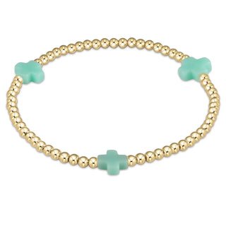 ENewton Colored Signature Cross Pattern 3mm Gold Bead Bracelet