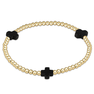 ENewton Colored Signature Cross Pattern 3mm Gold Bead Bracelet