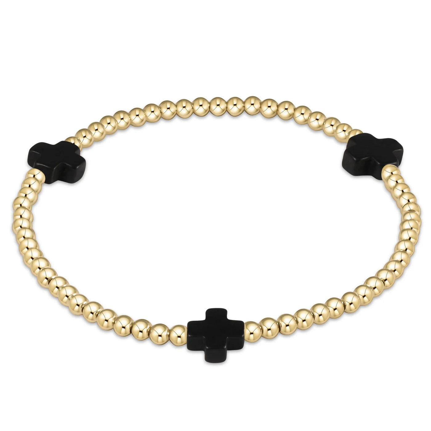 ENewton Colored Signature Cross Pattern 3mm Gold Bead Bracelet