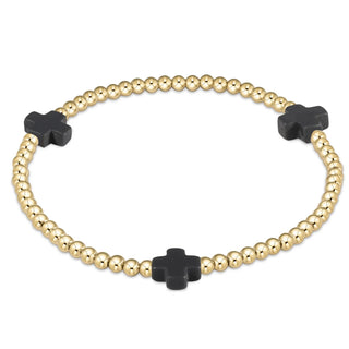 ENewton Colored Signature Cross Pattern 3mm Gold Bead Bracelet