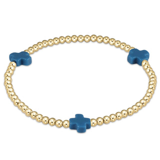 ENewton Colored Signature Cross Pattern 3mm Gold Bead Bracelet