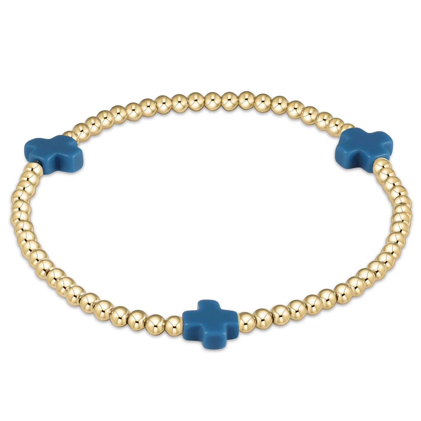 ENewton Colored Signature Cross Pattern 3mm Gold Bead Bracelet