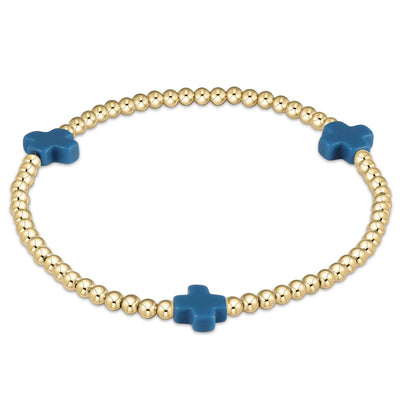 ENewton Colored Signature Cross Pattern 3mm Gold Bead Bracelet