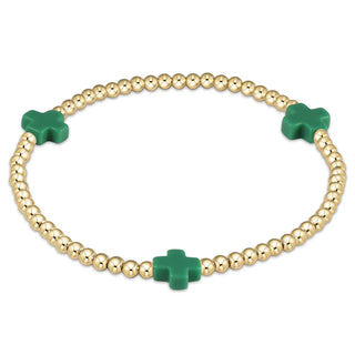 ENewton Colored Signature Cross Pattern 3mm Gold Bead Bracelet