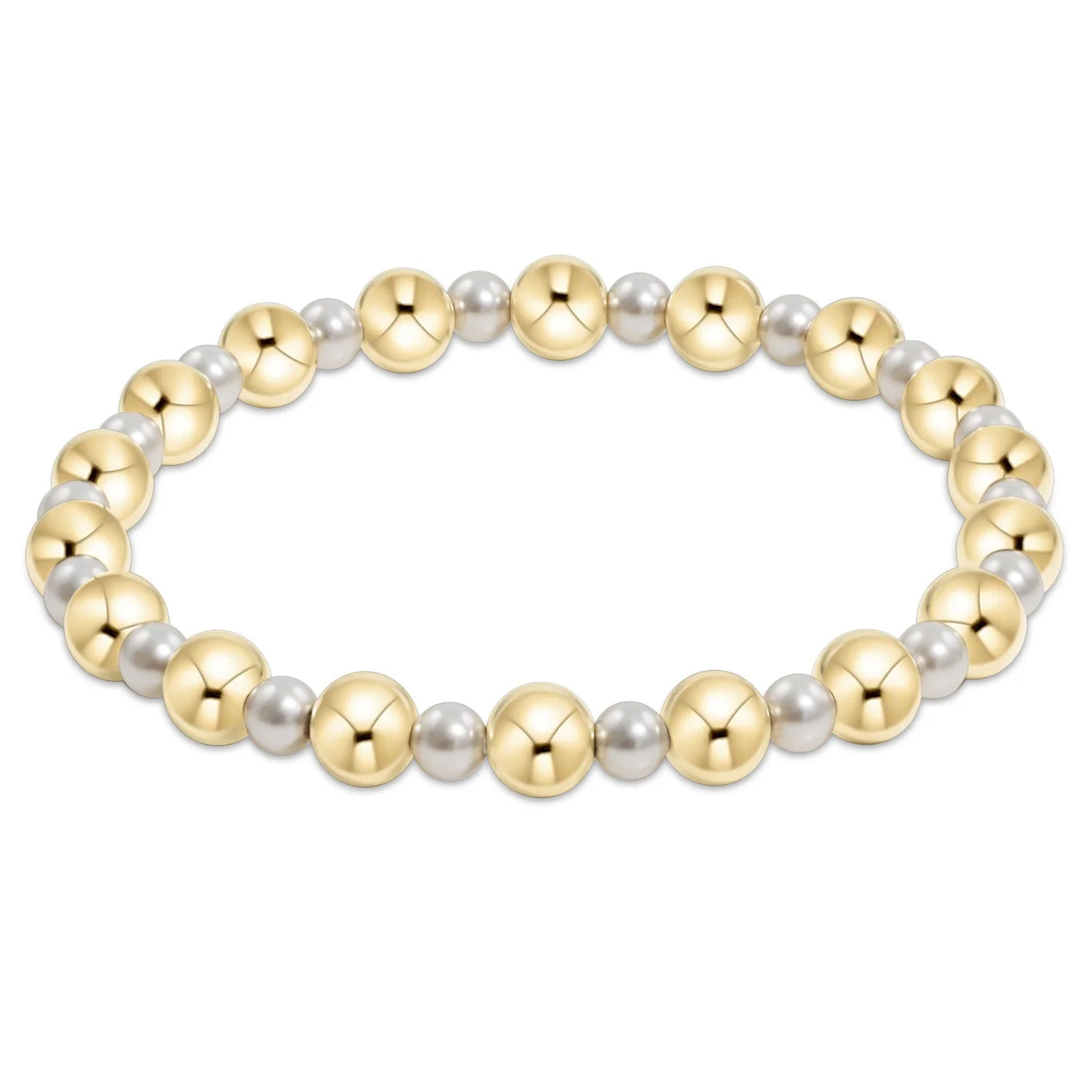 ENewton Grateful Pattern Pearl Bead Bracelet Gold