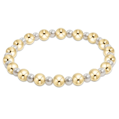 ENewton Grateful Pattern Pearl Bead Bracelet Gold