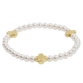 ENewton Signature Cross Pearl 4mm Bracelet Gold
