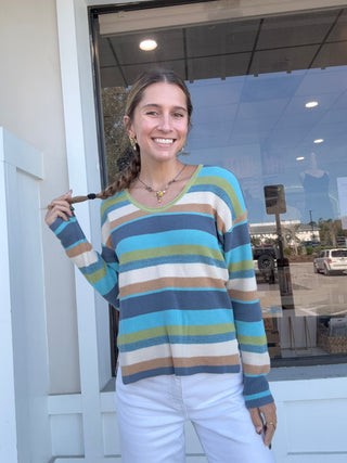 Tribal Combed Cotton U-Neck Waffle Sweater