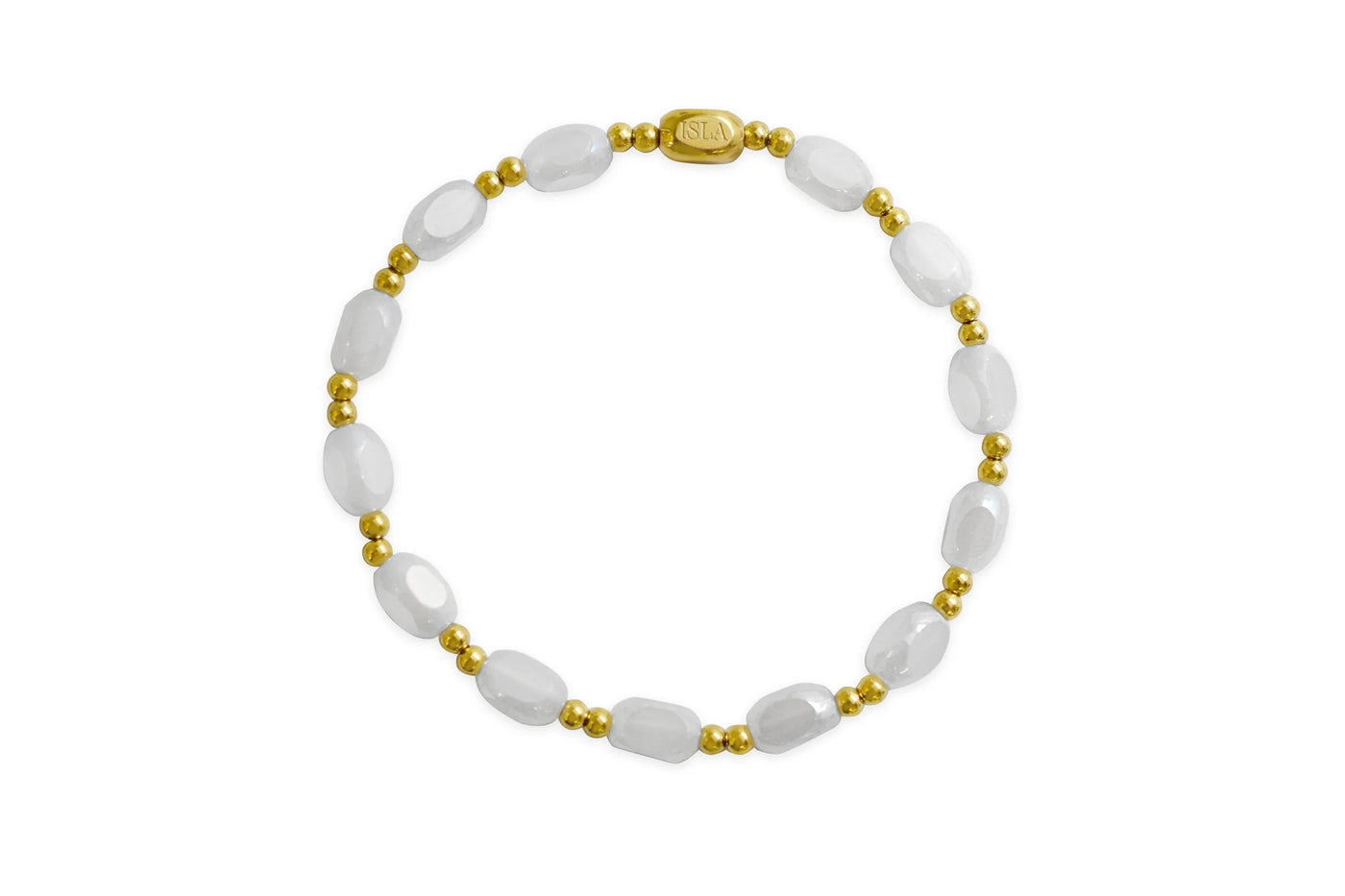 Isla “All In” – White Cap Stretch Bracelet
