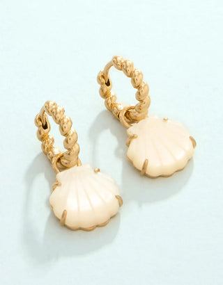 Spartina Carved Shell Convertible Hoop Earrings Mother-of-Pearl Tarnish Resistant