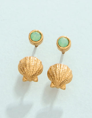 Spartina Little Shell Stud Earrings Set Sea Foam Tarnish Resistant