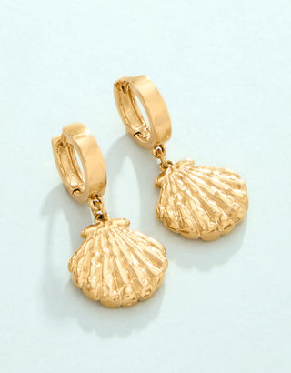 Spartina Shell Drop Hoop Earrings Tarnish Resistant