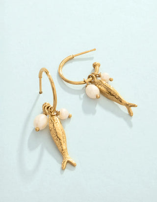 Spartina Sardines Convertible Hoop Earrings Tarnish Resistant