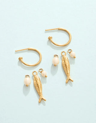 Spartina Sardines Convertible Hoop Earrings Tarnish Resistant