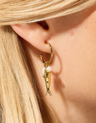 Spartina Sardines Convertible Hoop Earrings Tarnish Resistant