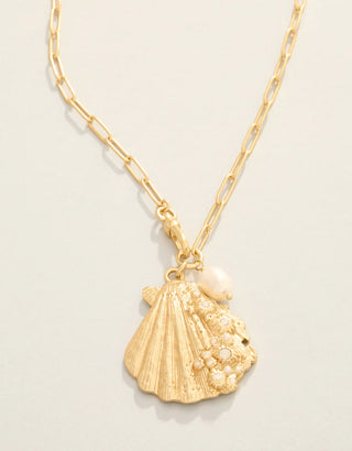 Spartina Scallop Shell Necklace 18" White Opal