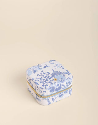 Spartina Jewelry Mirror Travel Case Garden Toile Blue