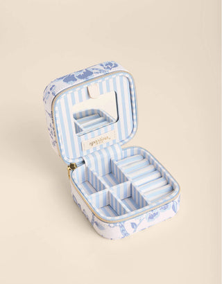 Spartina Jewelry Mirror Travel Case Garden Toile Blue