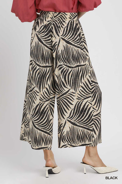Umgee Palm Leaf Culotte Pants