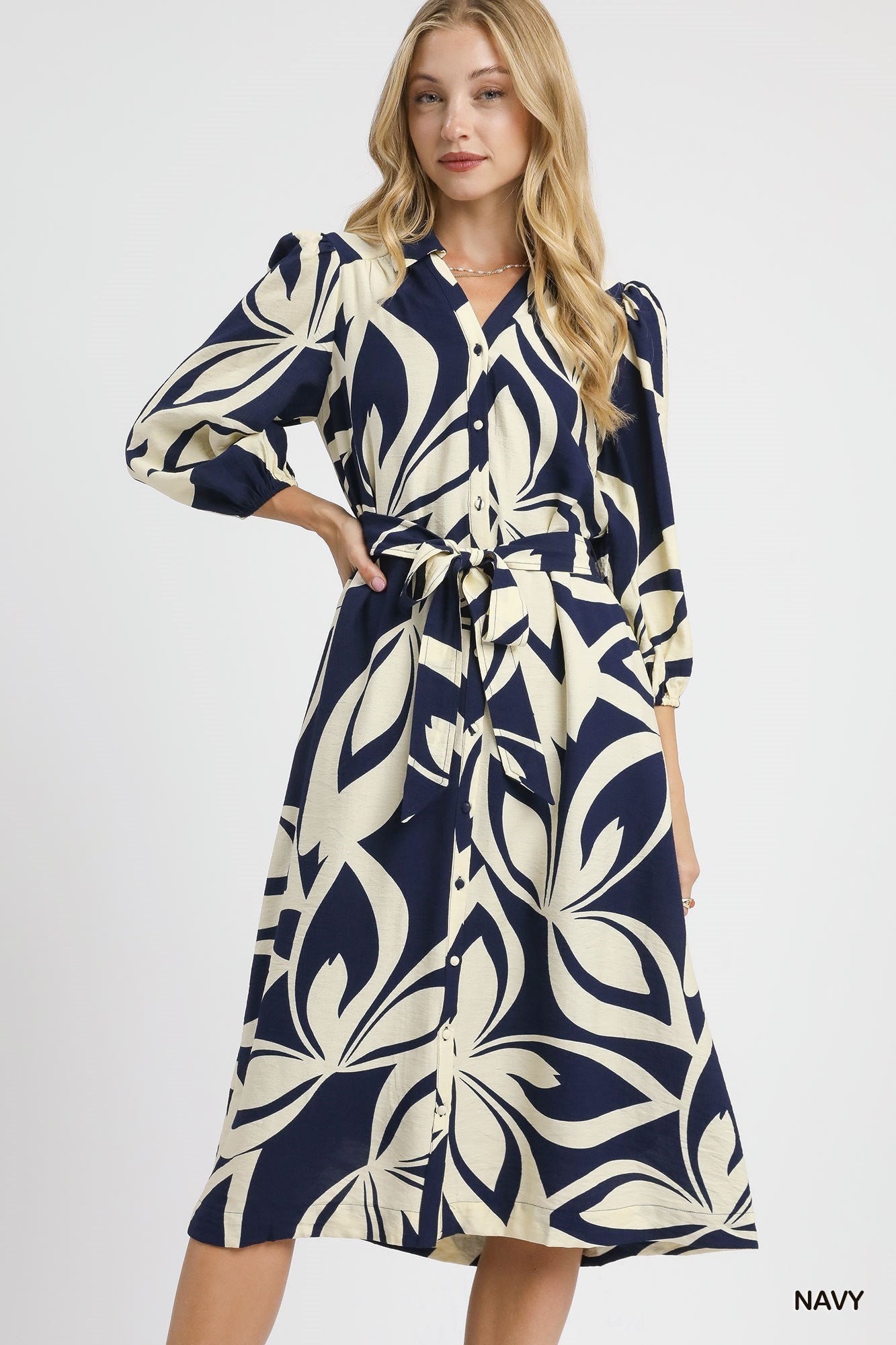 Umgee Abstract Print Shirt Dress