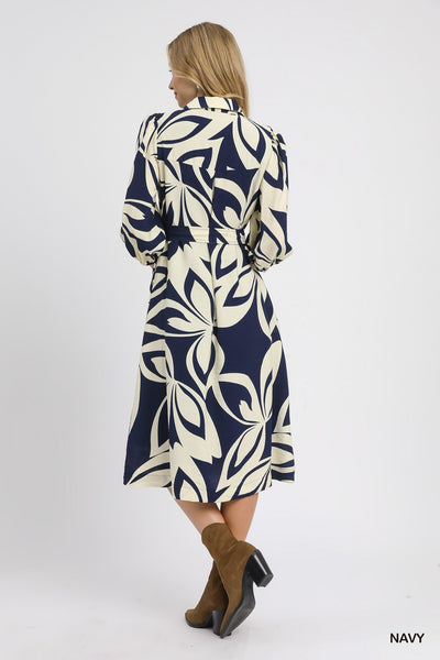 Umgee Abstract Print Shirt Dress
