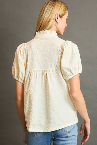 Umgee Floral Jacquard Blouse