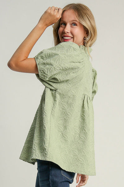 Umgee Floral Jacquard Blouse