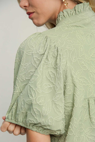 Umgee Floral Jacquard Blouse